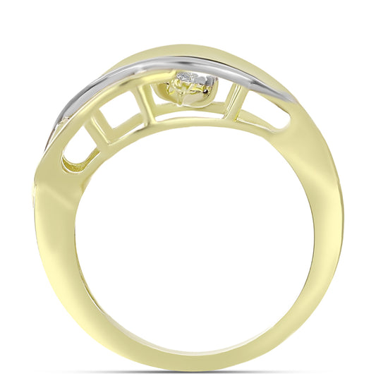 Inel din Argint 925 Placat cu Aur ( 3.16 grame ) cu Diamant Alb 0.01 Carate