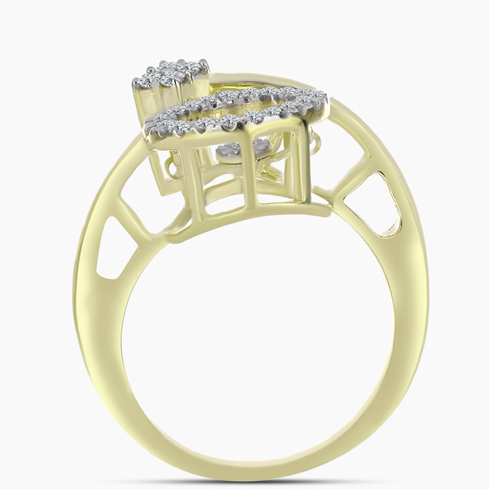 Inel din Argint 925 Placat cu Aur ( 3.79 grame ) cu Diamant Alb și Topaz Alb 0.27 Carate 2 