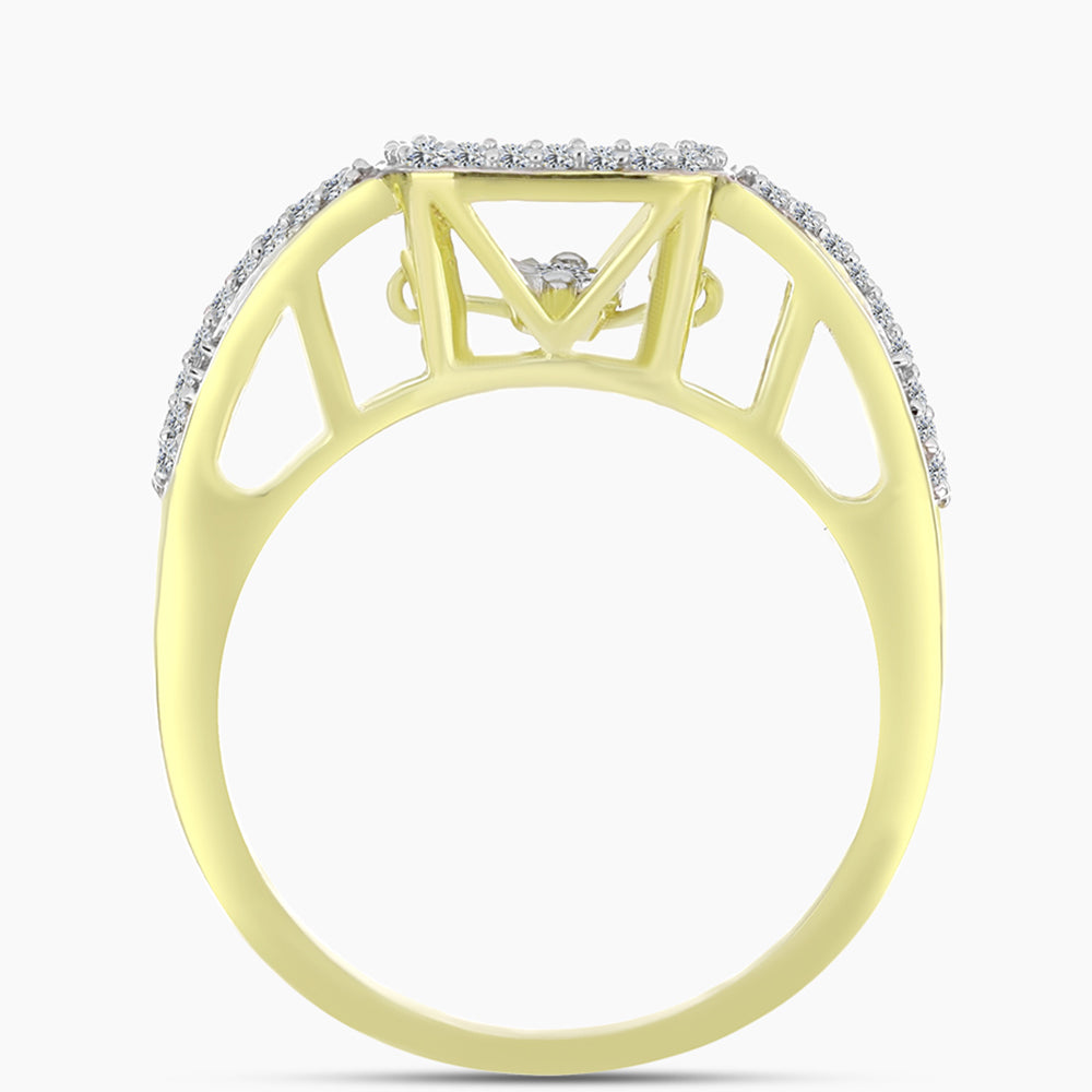 Inel din Argint 925 Placat cu Aur ( 4.25 grame ) cu Diamant Alb și Topaz Alb 0.37 Carate