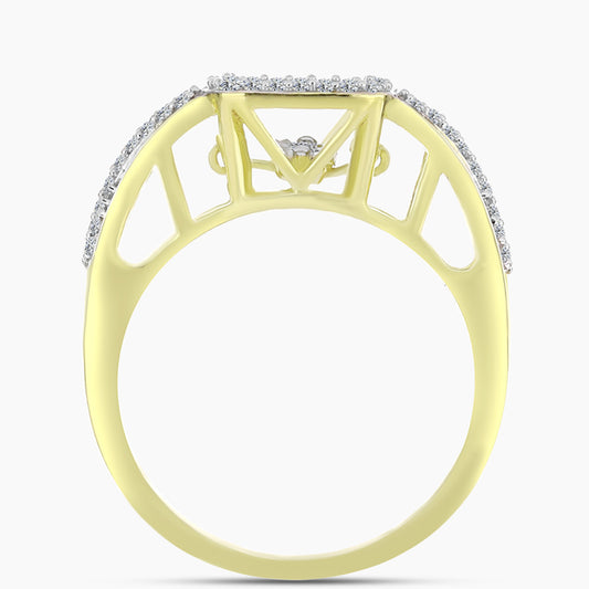Inel din Argint 925 Placat cu Aur ( 4.25 grame ) cu Diamant Alb și Topaz Alb 0.37 Carate