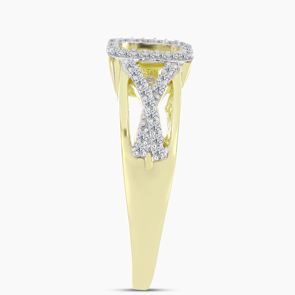 Inel din Argint 925 Placat cu Aur ( 4.25 grame ) cu Diamant Alb și Topaz Alb 0.37 Carate 4 