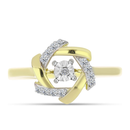 Inel din Argint 925 Placat cu Aur ( 2.88 grame ) cu Diamant Alb și Topaz Alb 0.12 Carate