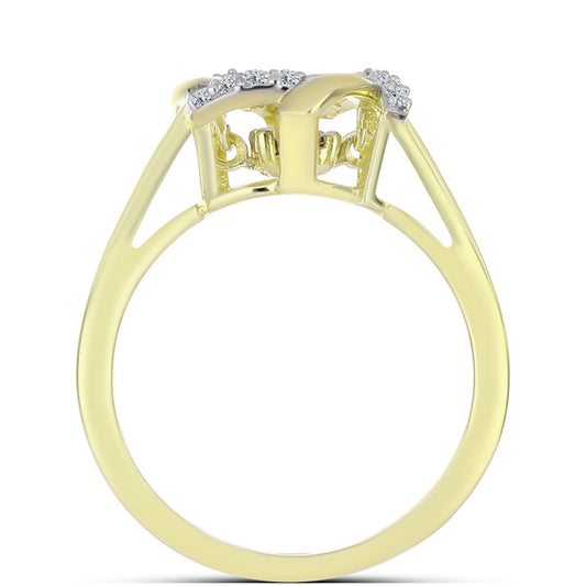 Inel din Argint 925 Placat cu Aur ( 2.88 grame ) cu Diamant Alb și Topaz Alb 0.12 Carate