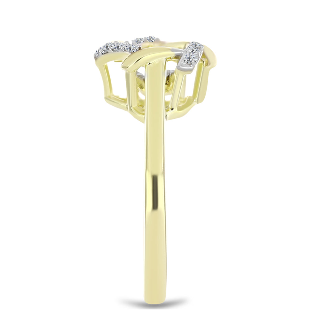 Inel din Argint 925 Placat cu Aur ( 2.88 grame ) cu Diamant Alb și Topaz Alb 0.12 Carate 4 