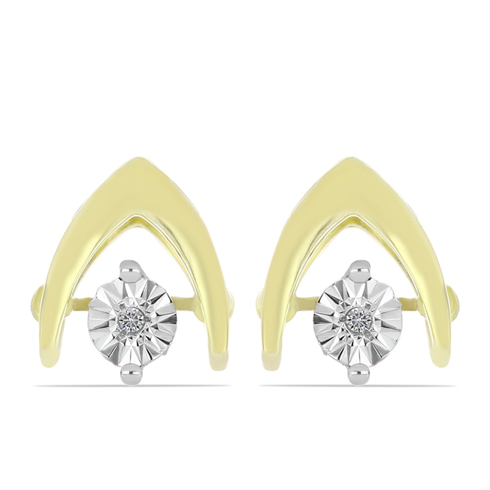 Cercei din Argint 925 Placat cu Aur ( 2.2 grame ) cu Diamant Alb 0.01 Carate 1 