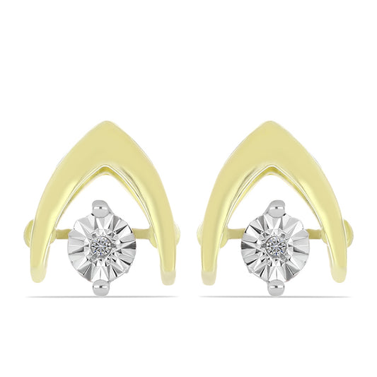 Cercei din Argint 925 Placat cu Aur ( 2.2 grame ) cu Diamant Alb 0.01 Carate
