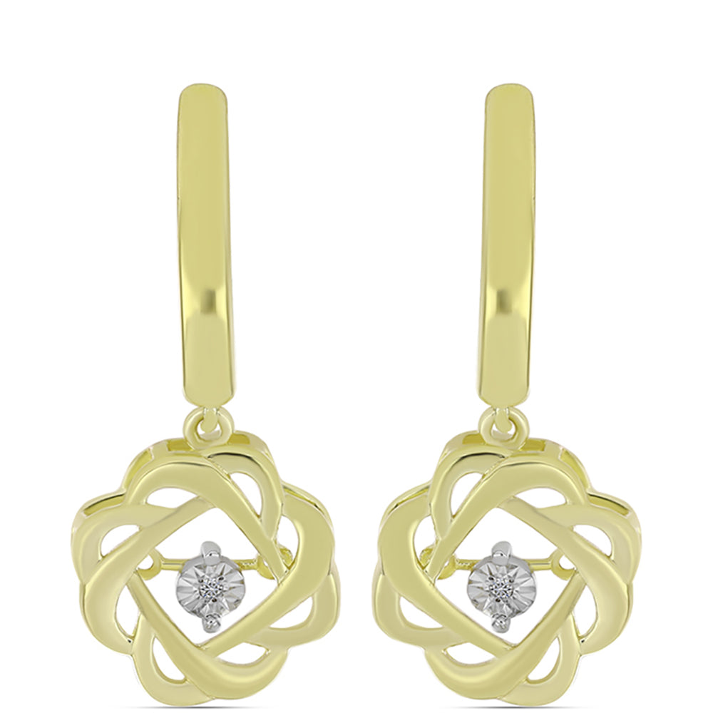 Cercei din Argint 925 Placat cu Aur ( 6.67 grame ) cu Diamant Alb 0.01 Carate