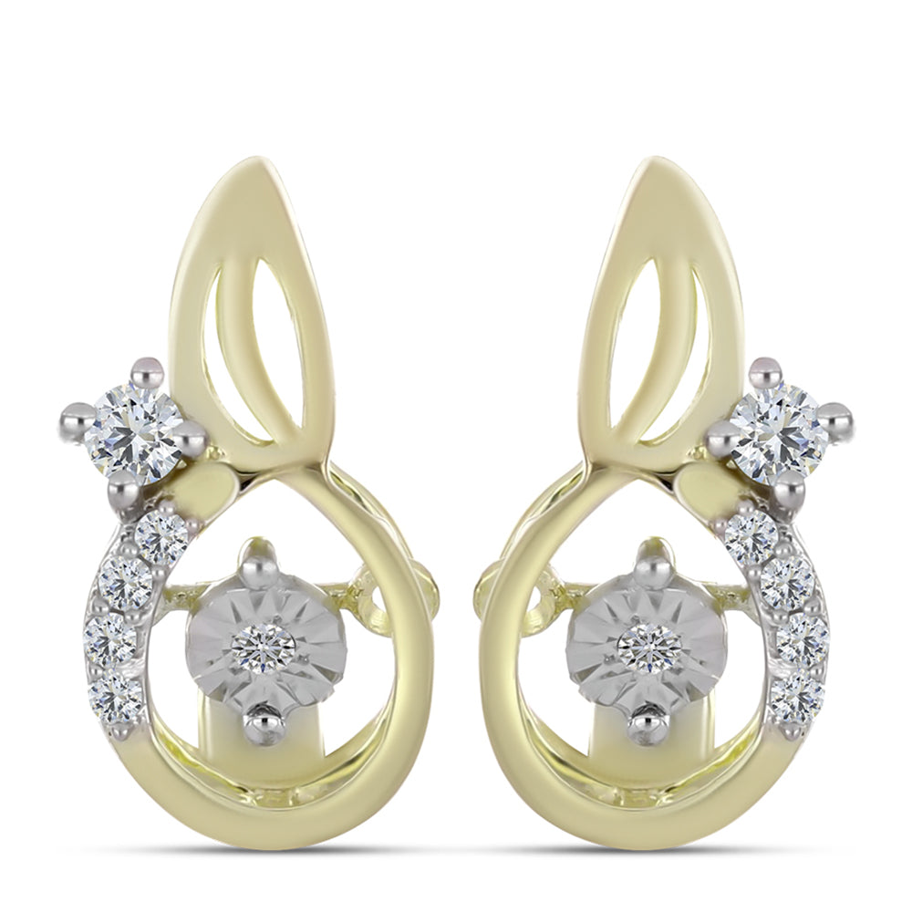 Cercei din Argint 925 Placat cu Aur ( 2.79 grame ) cu Diamant Alb și Topaz Alb 0.14 Carate 1 