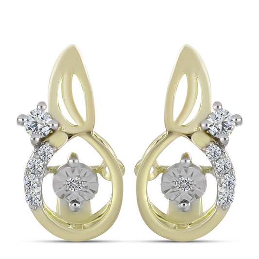 Cercei din Argint 925 Placat cu Aur ( 2.79 grame ) cu Diamant Alb și Topaz Alb 0.14 Carate