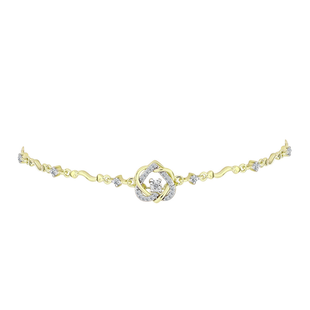 Brățară din Argint 925 Placat cu Aur ( 4.13 grame ) cu Diamant Alb și Topaz Alb 0.34 Carate 2 