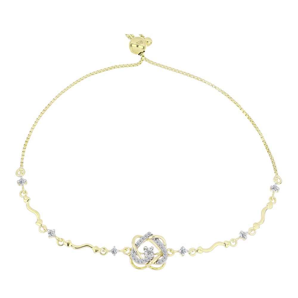 Brățară din Argint 925 Placat cu Aur ( 4.13 grame ) cu Diamant Alb și Topaz Alb 0.34 Carate 1 