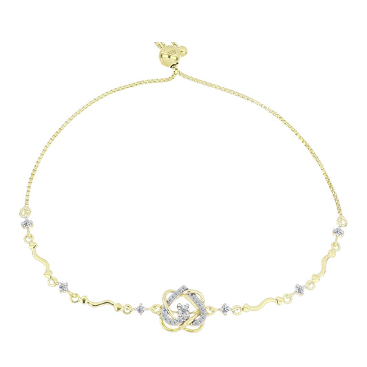 Brățară din Argint 925 Placat cu Aur ( 4.13 grame ) cu Diamant Alb și Topaz Alb 0.34 Carate