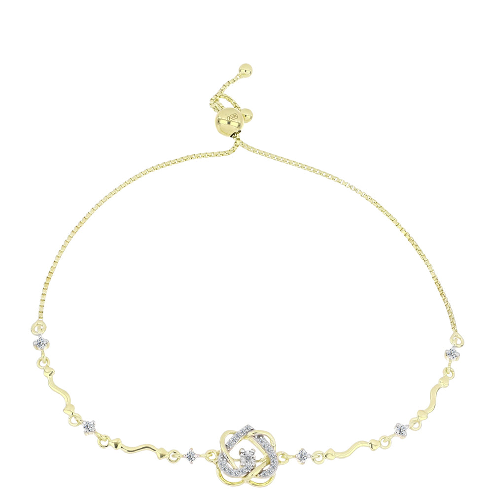 Brățară din Argint 925 Placat cu Aur ( 4.13 grame ) cu Diamant Alb și Topaz Alb 0.34 Carate 4 