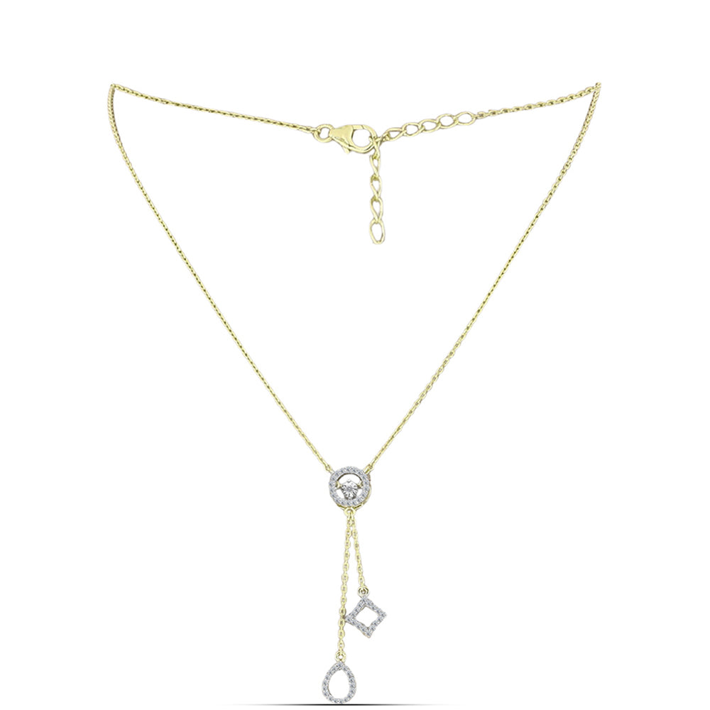 Colier din Argint 925 Placat cu Aur ( 4.16 grame ) cu Diamant Alb și Topaz Alb 0.37 Carate 1 