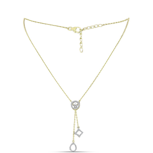 Colier din Argint 925 Placat cu Aur ( 4.16 grame ) cu Diamant Alb și Topaz Alb 0.37 Carate