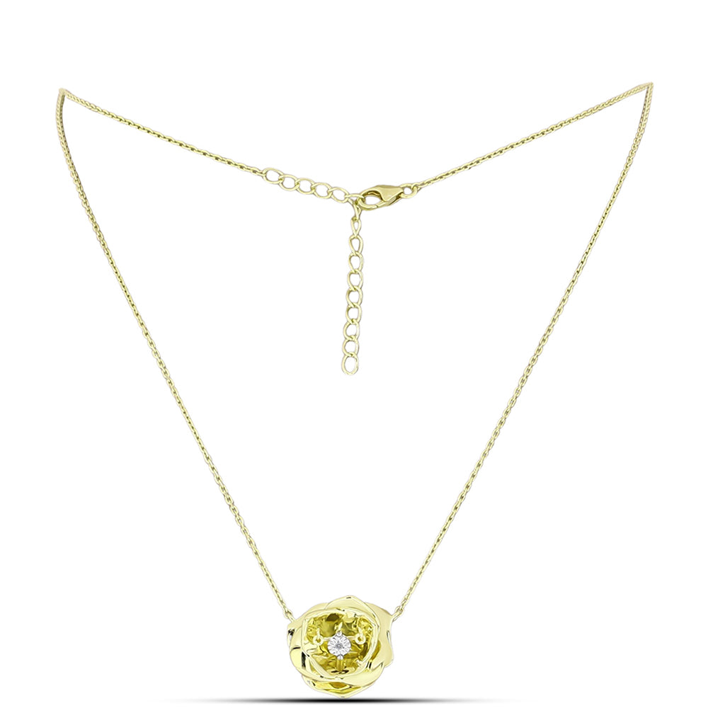 Colier din Argint 925 Placat cu Aur ( 7.32 grame ) cu Diamant Alb 0.01 Carate 2 