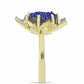Inel din Argint 925 Placat cu Aur ( 5.56 grame ) cu Drusă Violet și Topaz Alb 6.04 Carate