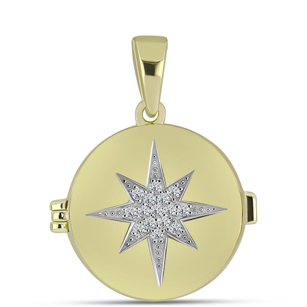 Pandantiv din Argint 925 Placat cu Aur ( 4.98 grame ) cu Diamant Alb 0.11 Carate 2 