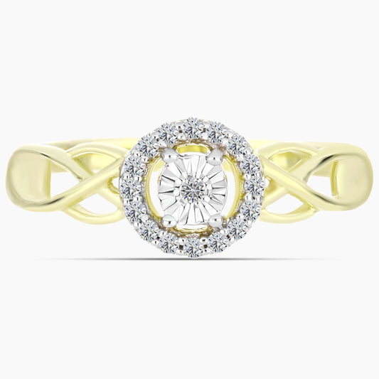 Inel din Argint 925 Placat cu Aur ( 2.2 grame ) cu Diamant Alb și Topaz Alb 0.14 Carate