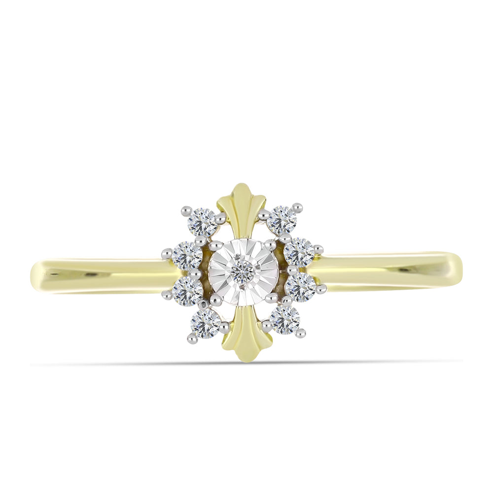 Inel din Argint 925 Placat cu Aur ( 1.86 grame ) cu Diamant Alb și Topaz Alb 0.15 Carate
