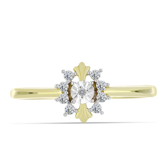Inel din Argint 925 Placat cu Aur ( 1.86 grame ) cu Diamant Alb și Topaz Alb 0.15 Carate