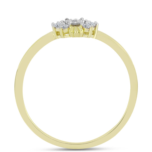 Inel din Argint 925 Placat cu Aur ( 1.86 grame ) cu Diamant Alb și Topaz Alb 0.15 Carate