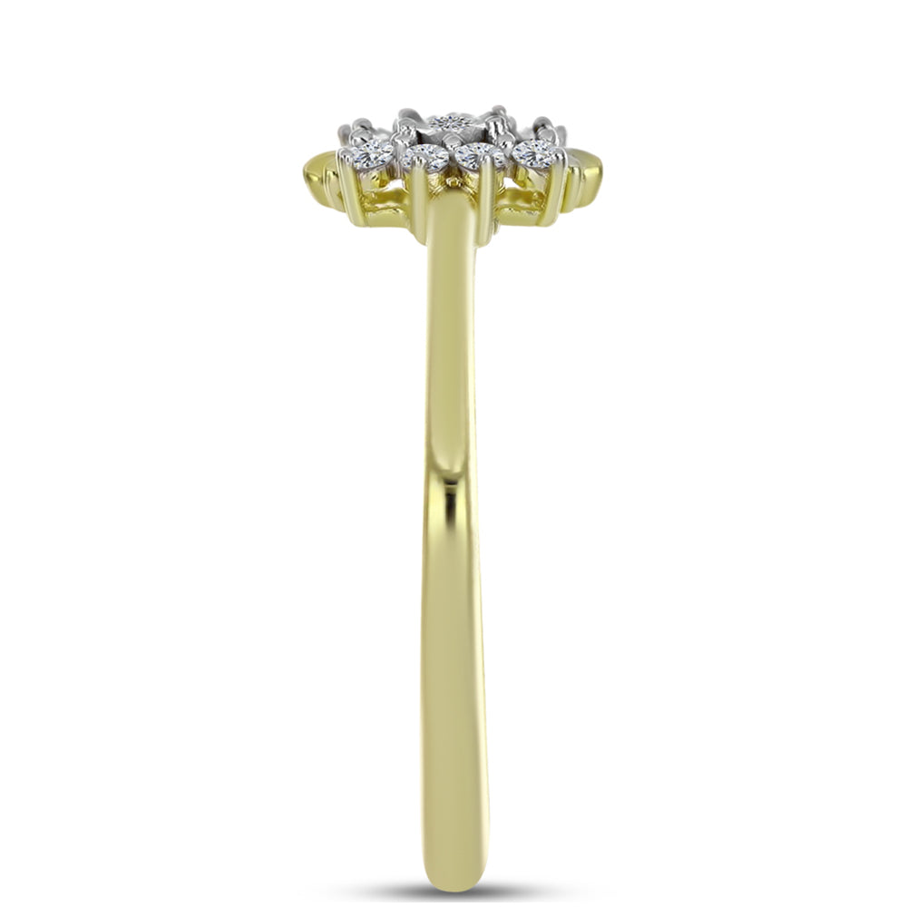 Inel din Argint 925 Placat cu Aur ( 1.86 grame ) cu Diamant Alb și Topaz Alb 0.15 Carate 4 