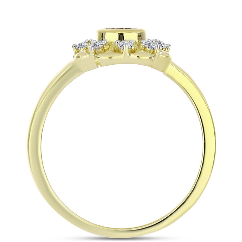 Inel din Argint 925 Placat cu Aur ( 2.8 grame ) cu Diamant Alb și Topaz Alb 0.15 Carate