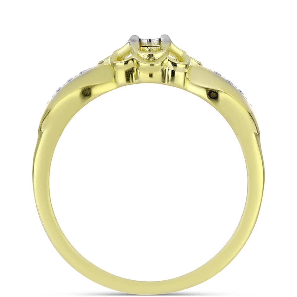 Inel din Argint 925 Placat cu Aur ( 3.04 grame ) cu Diamant Alb și Topaz Alb 0.06 Carate 2 