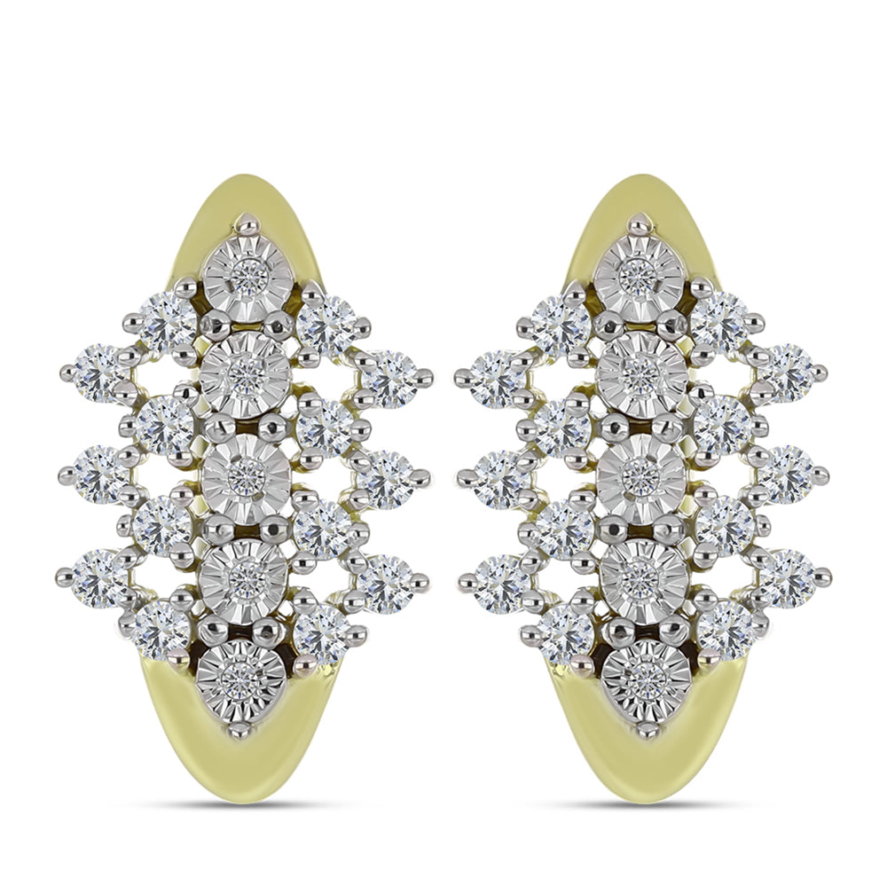 Cercei din Argint 925 Placat cu Aur ( 5.98 grame ) cu Diamant Alb și Topaz Alb 1.1 Carate