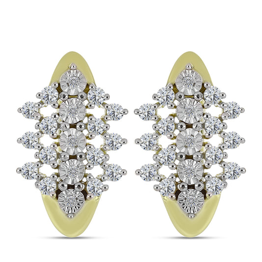 Cercei din Argint 925 Placat cu Aur ( 5.98 grame ) cu Diamant Alb și Topaz Alb 1.1 Carate