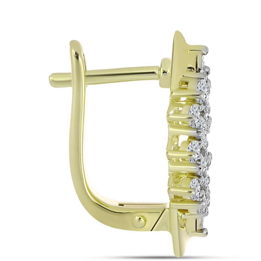 Cercei din Argint 925 Placat cu Aur ( 5.98 grame ) cu Diamant Alb și Topaz Alb 1.1 Carate 4 
