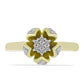 Inel din Argint 925 Placat cu Aur ( 3.28 grame ) cu Diamant Alb și Topaz Alb 0.37 Carate