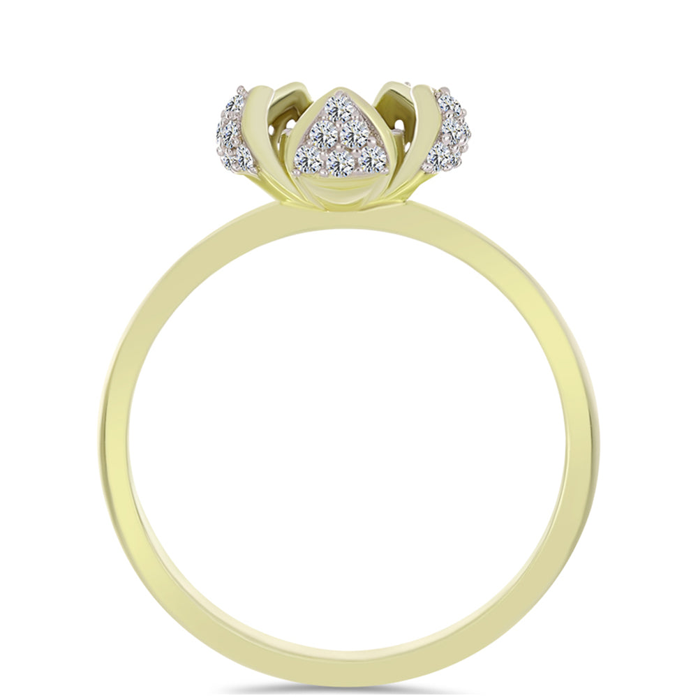 Inel din Argint 925 Placat cu Aur ( 3.28 grame ) cu Diamant Alb și Topaz Alb 0.37 Carate