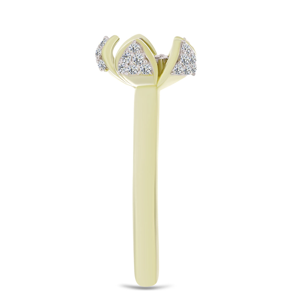 Inel din Argint 925 Placat cu Aur ( 3.28 grame ) cu Diamant Alb și Topaz Alb 0.37 Carate