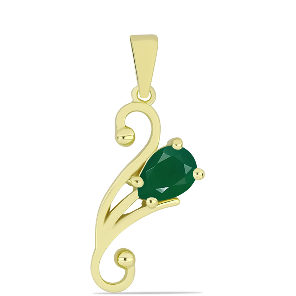 Pandantiv din Argint 925 Placat cu Aur ( 1.67 grame ) cu Agat Verde 0.63 Carate 1 