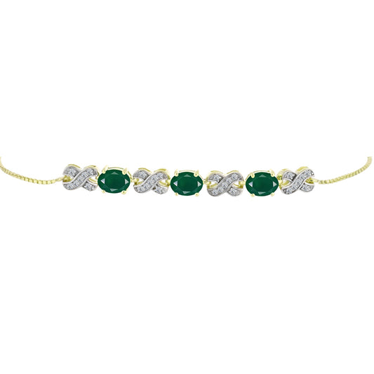 Brățară din Argint 925 Placat cu Aur ( 5.23 grame ) cu Agat Verde și Topaz Alb 2.2 Carate
