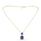 Colier din Argint 925 Placat cu Aur ( 4.38 grame ) cu Drusă Violet și Topaz Alb 3.77 Carate