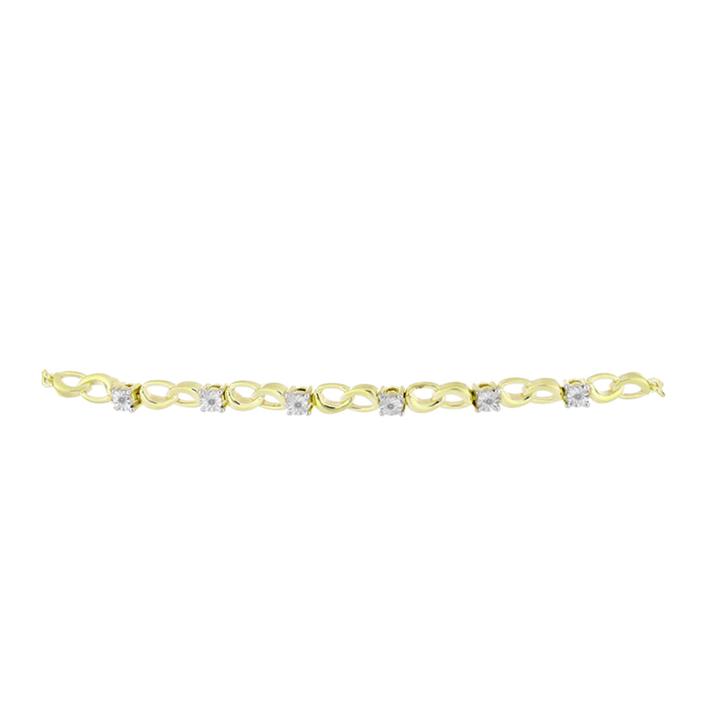 Brățară din Argint 925 Placat cu Aur ( 6.84 grame ) cu Diamant Alb 0.04 Carate 5 