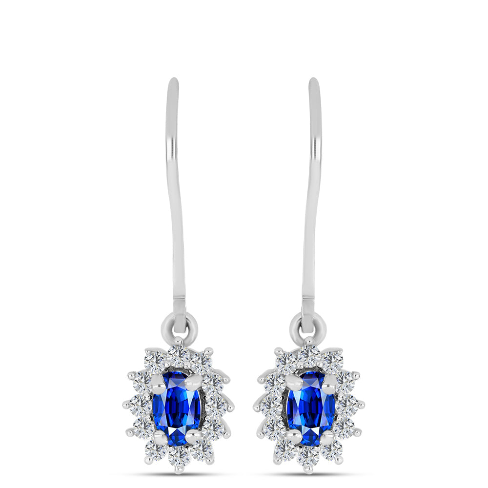 Set din Argint 925 ( 4.52 grame ) cu Safir Albastru Australian și Topaz Alb 2.23 Carate ( Cercei+Inel+Pandantiv )