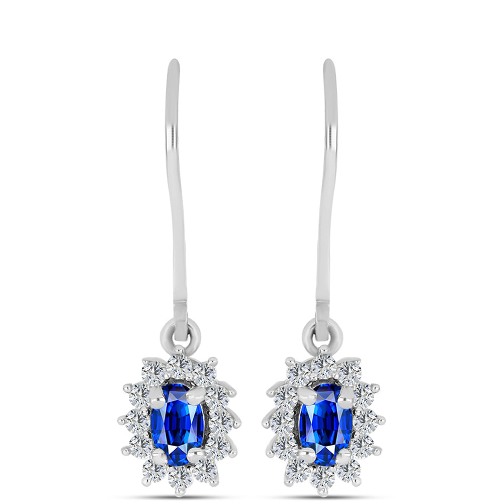 Set din Argint 925 ( 4.52 grame ) cu Safir Albastru Australian și Topaz Alb 2.23 Carate ( Cercei+Inel+Pandantiv ) 20 