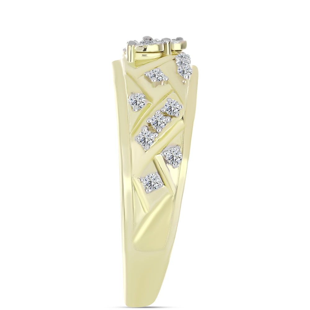Inel din Argint 925 Placat cu Aur ( 4.26 grame ) cu Diamant Alb și Topaz Alb 0.19 Carate
