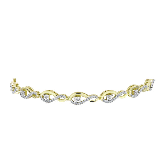 Brățară din Argint 925 Placat cu Aur ( 7.2 grame ) cu Diamant Alb și Topaz Alb 0.73 Carate