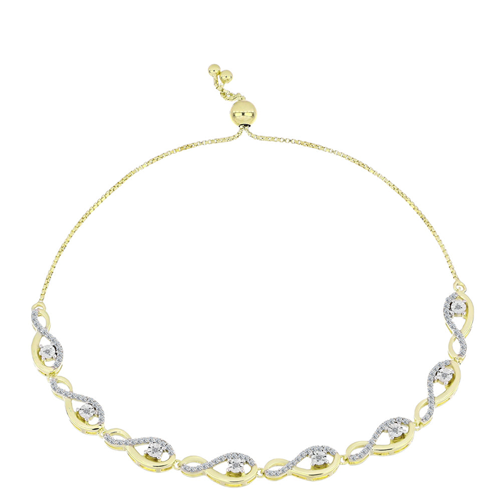Brățară din Argint 925 Placat cu Aur ( 7.2 grame ) cu Diamant Alb și Topaz Alb 0.73 Carate 6 