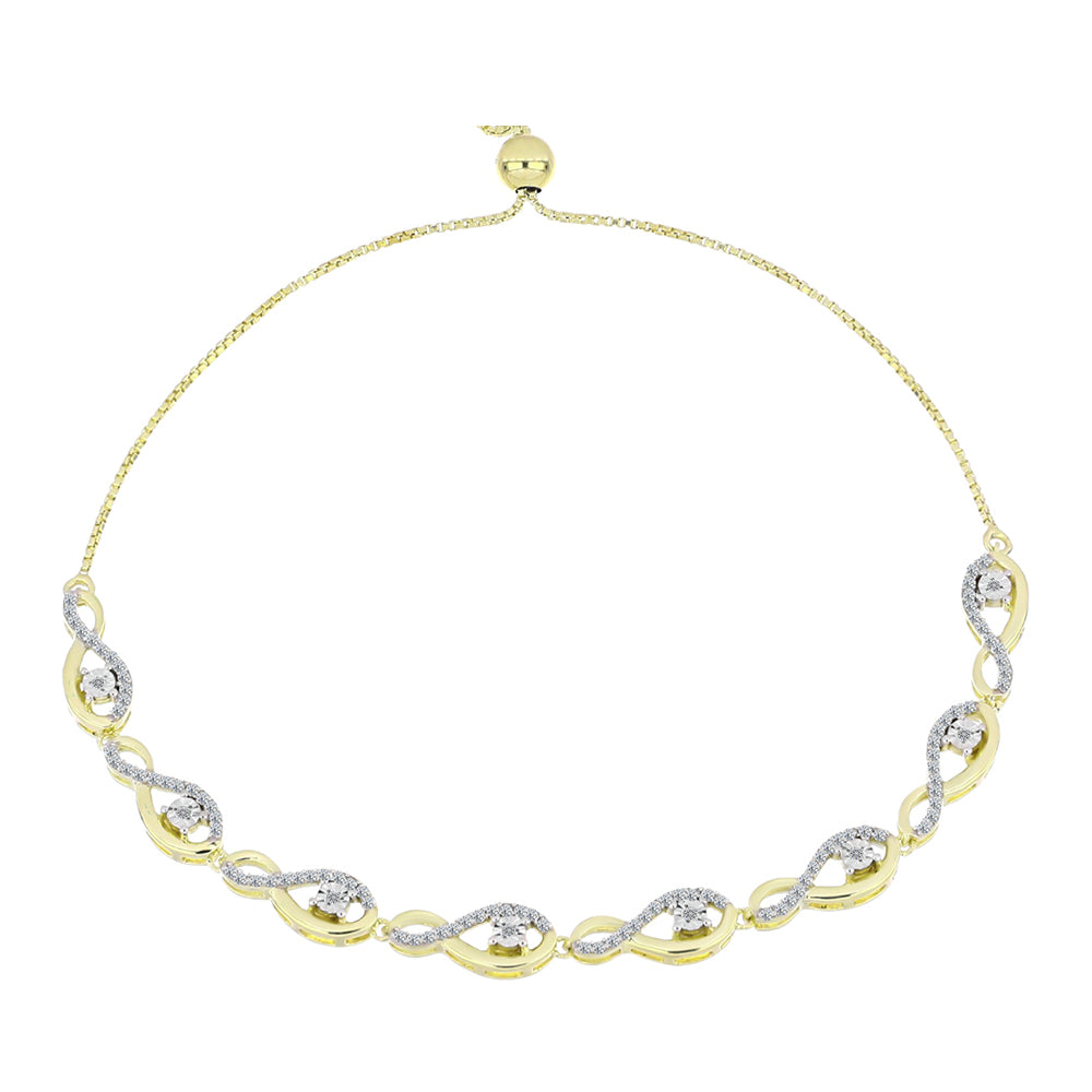 Brățară din Argint 925 Placat cu Aur ( 7.2 grame ) cu Diamant Alb și Topaz Alb 0.73 Carate 4 