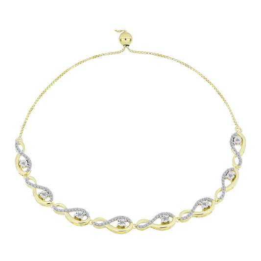 Brățară din Argint 925 Placat cu Aur ( 7.2 grame ) cu Diamant Alb și Topaz Alb 0.73 Carate