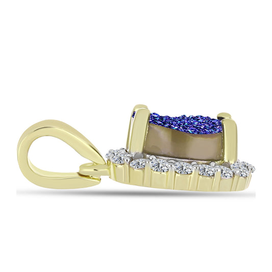 Pandantiv din Argint 925 Placat cu Aur ( 1.35 grame ) cu Drusă Violet și Topaz Alb 1.5 Carate