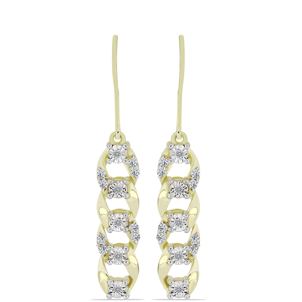 Cercei din Argint 925 Placat cu Aur ( 4.41 grame ) cu Diamant Alb și Topaz Alb 0.36 Carate