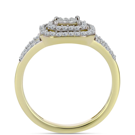 Inel din Argint 925 Placat cu Aur ( 2.83 grame ) cu Diamant Alb și Topaz Alb 0.47 Carate