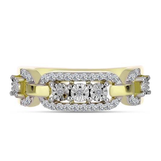 Inel din Argint 925 Placat cu Aur ( 4.21 grame ) cu Diamant Alb și Topaz Alb 0.29 Carate